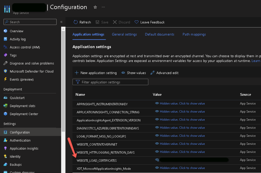 How to resolve error Cannot find the X.509 certificate using the following search criteria in Azure App Service